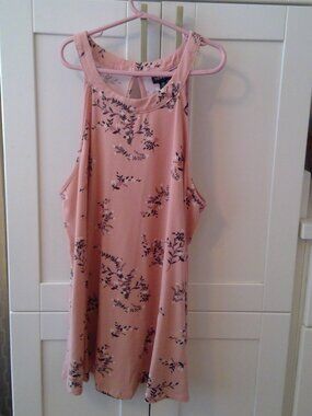 Pink floral sleeveless blouse